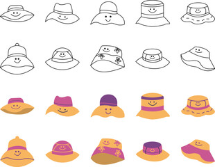 Cute Hat Bucket Vector Set