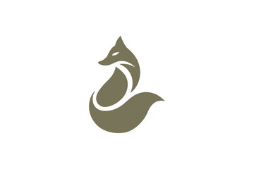 Sleek Serenity Minimalist Fox Emblem in Earth Tones