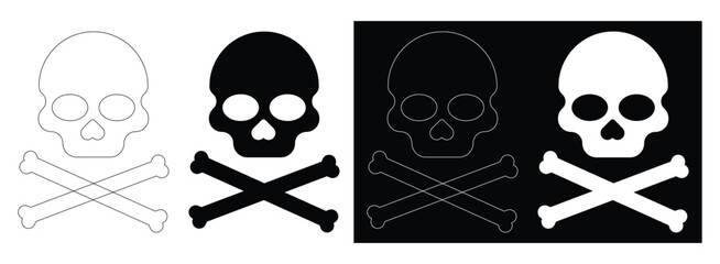 Crossbones Skull Danger Icon – Flat Vector