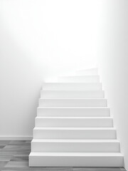 Naklejka premium white stairs or steps going up on white wall background business achievement or career goal concept