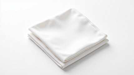 Stacked White Linen Napkins On White