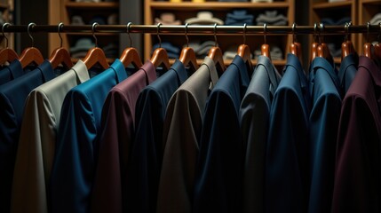 Men's Suits Hanging In Closet Space