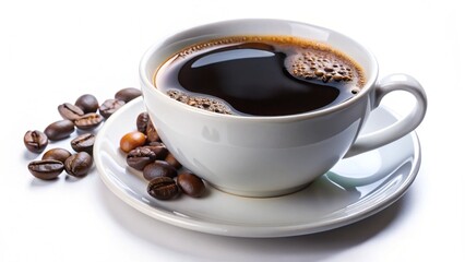 cup of coffee with beans