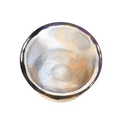 Empty enamel metal bowl in white with black rim in rustic kitchen style watercolor clipart isolated on white background perfect for food design vintage decor or farmhouse tableware projects