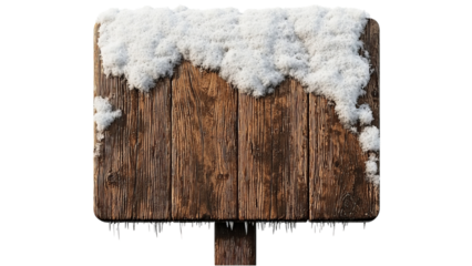 Png of A wooden signboard partially covered with freshly fallen snow, showcasing the beauty of winter's touch.