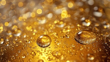 Fototapeta premium Golden water droplets