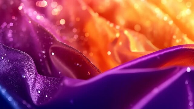 Abstract Colorful Fabric Waves Flowing Smoothly with Shiny Lights in Studio