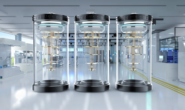 Quantum computer machines in shield capsules at laboratory