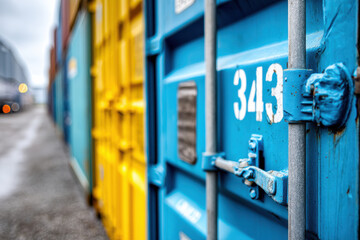Shipping Containers with One Blue