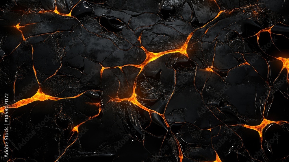 Poster bright orange neural network with glowing axons spreading across deep black backdrop