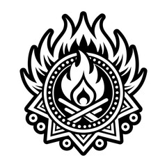 A glyph style icon of firepit tattoo