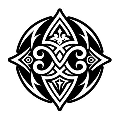 A filled style icon of tribal sign tattoo