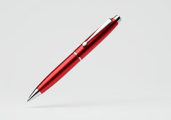 Elegant Red Metal Pen Business Office Writing Tool Stationery Clip Style Image Clean Design Modern