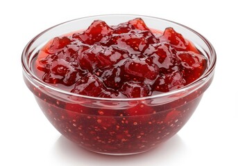 Delicious Homemade Strawberry Jam in Glass Bowl Red Sweet Food Fruit Jelly Treat Taste Recipe Summer
