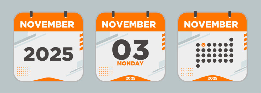 Calendar icon. November. 2025 3 day. The concept of waiting for an important date. Day calendar with date November 3. Cheklist day calendar. Vector illustration.