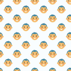 Cute baby face seamless pattern background design vector