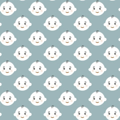 Cute baby face seamless pattern background vector illustration