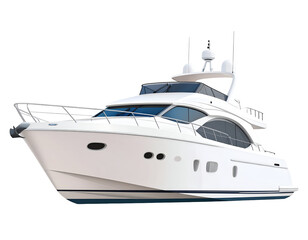 Naklejka premium Luxury Motor Yacht: Elegant White Vessel on White Background