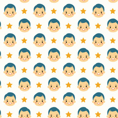 Cute baby face seamless pattern background