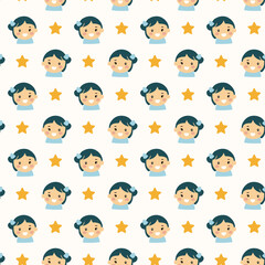 Cute baby face seamless pattern background