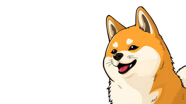 Illustration of meme dog, shiba inu, japanese dog (doge, doge coin)