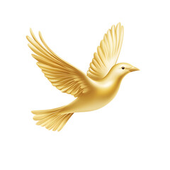 Fototapeta premium Golden bird in flight an elegant icon on a white background