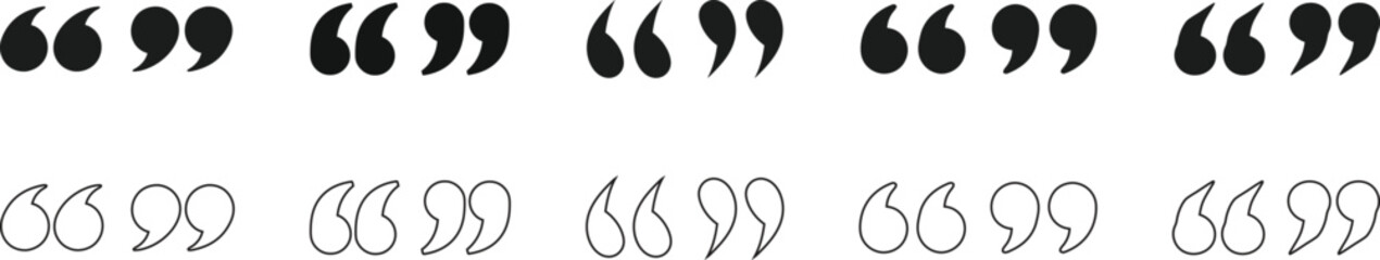 Quotation mark. Quotes vector icon. Quotation signs. Quoted sign. Quote symbol vector illustration. Flat comma characters.  Quotes icon vector sign design