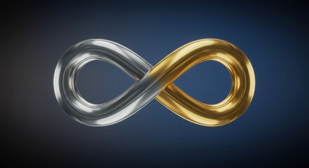 A metallic infinity loop formed by two separate arcs connecting seamlessly symbolizing endless partnership