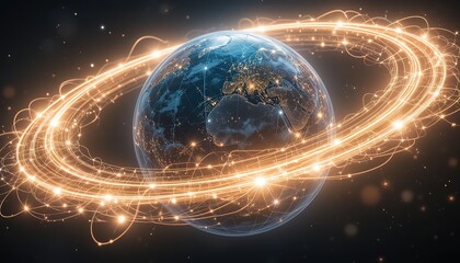 Fototapeta premium Digital Earth with Global Network Connectivity