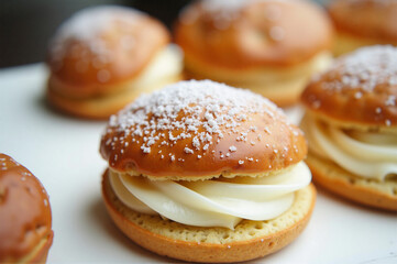 Freshly baked pastries on white