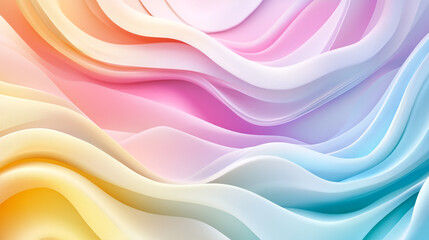 Obraz premium Abstract pastel waves soft pink, peach, off-white and lavender background texture, Intricate 3D background close-up emphasizing texture and depth, Colorful waves of a dynamic abstract pattern.
