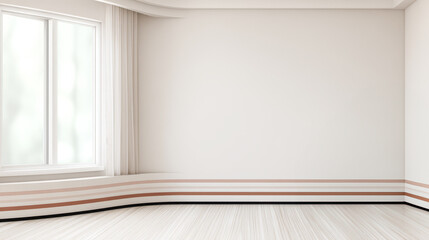 Fototapeta premium Modern interior design features a spacious room with elegant lines and natural light
