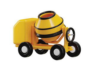 Concrete mixer icon 3d render concept of building construction elements icon vector illustration