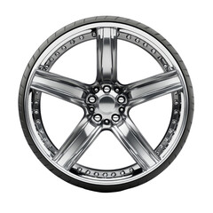 Obraz premium Sleek modern car wheel rim on a clean transparent background showcasing exceptional design and style, Modern Car Wheel Rim on transparent background