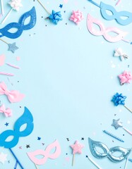 A luxurious and mysterious night masquerade concept unfolds with rich visual drama and elegance, framing an empty central space ideal for text or invitation details.