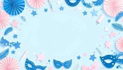 A luxurious and mysterious night masquerade concept unfolds with rich visual drama and elegance, framing an empty central space ideal for text or invitation details.