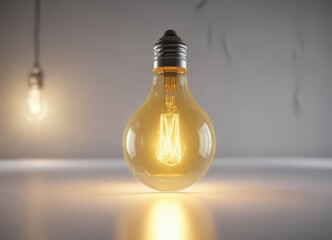 Glowing yellow bulb, energetic white space, innovation concept,  thinking,  lightbulb,  shine