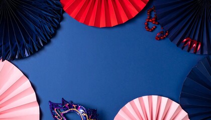 A luxurious and mysterious night masquerade concept unfolds with rich visual drama and elegance, framing an empty central space ideal for text or invitation details.