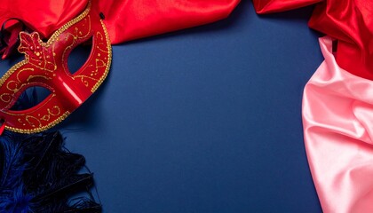 A luxurious and mysterious night masquerade concept unfolds with rich visual drama and elegance, framing an empty central space ideal for text or invitation details.