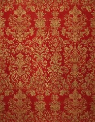 Intricate red & gold damask, regal seamless vector pattern , elegant, red gold pattern, textile