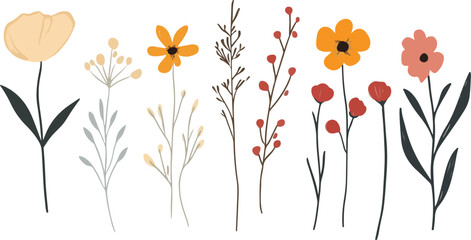 Set of watercolor flower. DIY flower, green flower elements collection. Rose, peony, eucalyptus. For bouquets, wreaths, wedding invitations.	