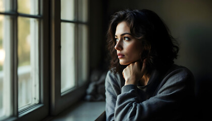 Obraz premium A thoughtful individual embraces the stillness, seated peacefully in a softly lit room
