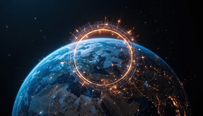 Obraz premium Digital Earth with Global Network Connectivity