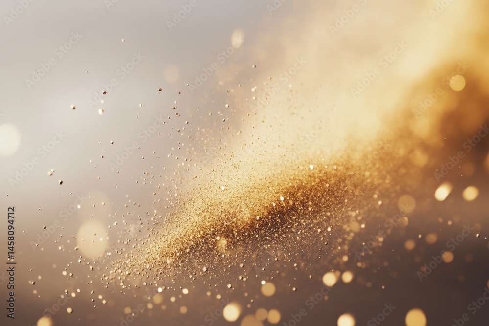 Poster Defocused particles creating an abstract background with shimmering golden tones and soft light effects, defocused abstract particles background (ing)