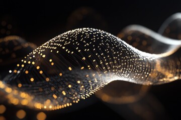 Exploration of DNA strands intertwined with data processing in a modern digital environment, dna strands over data processing on black background