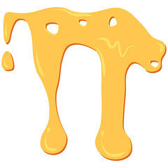 Melted Cheese Decorations. Yellow melting cheese drops set with flat top decoration. 