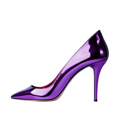 Png of Elegant purple high heel shoe with a glossy finish, perfect for any fashionable occasion.