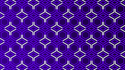 Purple lines moving over hexagonal pattern white color background
