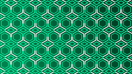 Turquoise lines moving over hexagonal pattern white color background