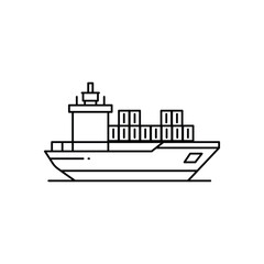 Ship icon line design template isolated